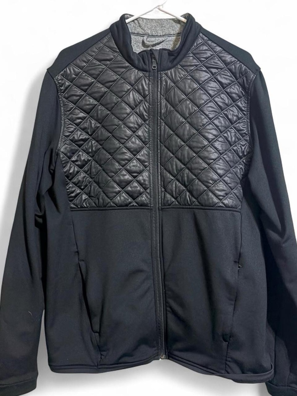 Adidas Men's Black Quilted-Front Performance Jacket Sz L